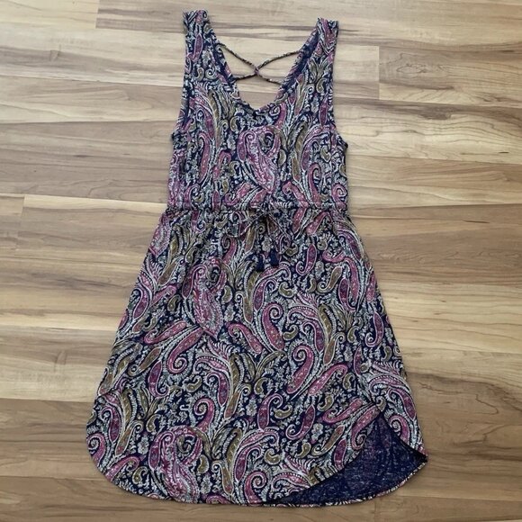 Lucky Brand Small Paisley Boho Linen Blend Multicolor Sleeveless Sheeth Dress - Picture 1 of 11